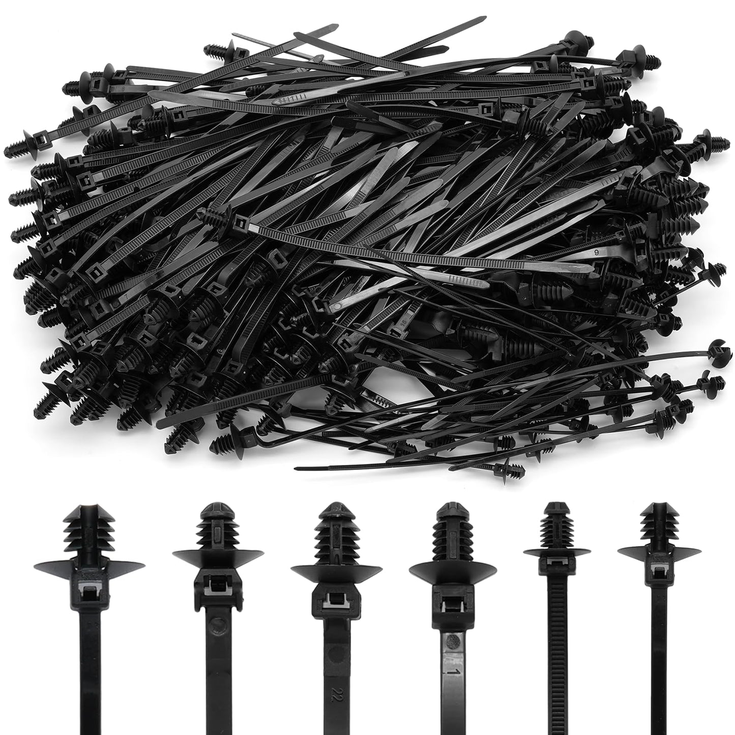 Semrien Push Mount Cable Ties Assorted Sizes Push Mount Zip Ties, 240 Pcs
