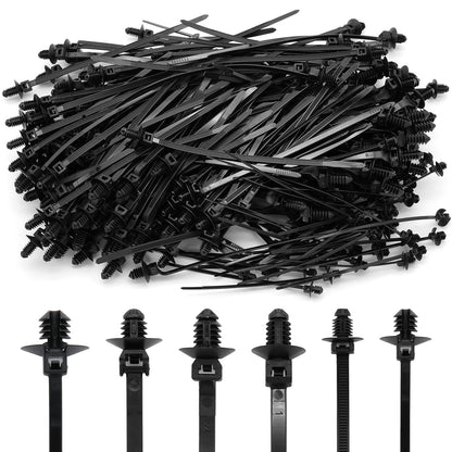Semrien Push Mount Cable Ties Assorted Sizes Push Mount Zip Ties, 240 Pcs