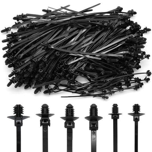Semrien Push Mount Cable Ties Assorted Sizes Push Mount Zip Ties, 240 Pcs