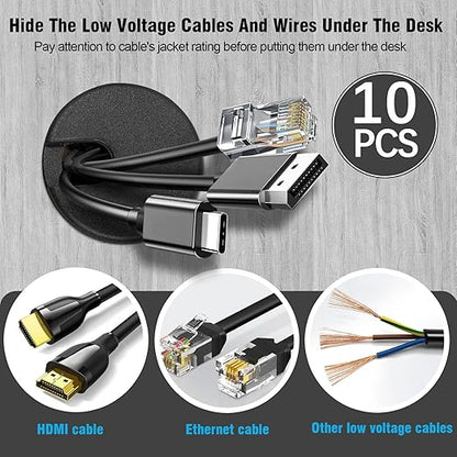 1-1/2" Black Desk Grommet，JTemgle Plastic Cable Hole Cover Computer Table Cord Wire Organizer Caps Desktop Cord Management for Home Office TV Stands Tabletops, 10 Pieces