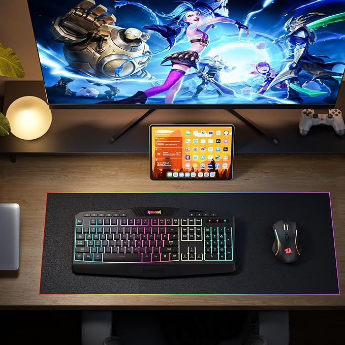 Redragon S101M-KS Gaming Keyboard and Mouse Wireless with Tri-Mode, RGB Keyboard and 4800 DPI Gaming Mouse, 10 Independent Multimedia Keys for Wins, PC, Computer, Wireless S101 Ideal for Gamer