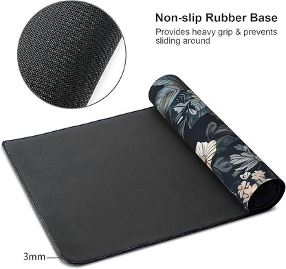 Dark Flower Large Mouse Pad,Gaming Keyboard Desk Pad,Extended Mouse Mat Non-Slip Rubber Base with Stitched Edges for Office Game Home XXL 35.4"x15.7"