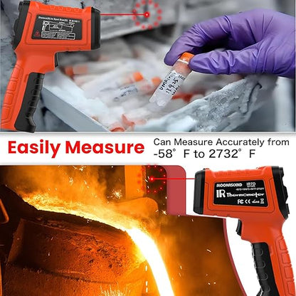 50:1 Infrared Thermometer Gun, -58°F to 2732°F Non-Contact Laser Temperature Gun for Cooking, Pizza Oven, Reptile, Griddle, Digital Heat Gun for HVAC and Industrial Use