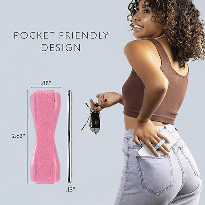 LOVEHANDLE Universal Phone Grip for Smartphones & Mini Tablets - Phone Holder for Hand - Wireless Charging Compatible - Made in The USA - Solid Blush