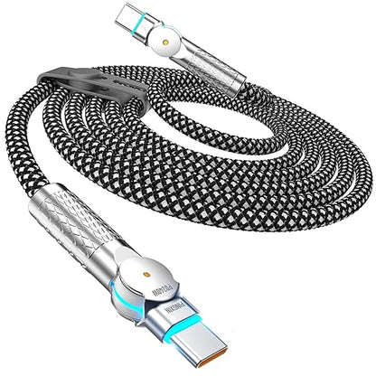 USB C Cable 3.3ft 240W Braided 180°Rotating USB C to USB C Cable USB 2.0, Type C Charging Cable for iPhone 16/16Pro/16Plus/16Pro Max,MacBook Air,iPad Pro,Pixel,Samsung Galaxy S23/S24 Ultra-Black