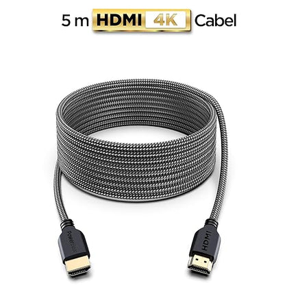 PowerBear 4K HDMI Cable 15 ft | High Speed Hdmi Cables, Braided Nylon & Gold Connectors, 4K @ 60Hz, Ultra HD, 2K, 1080P, ARC & CL3 Rated | for Laptop, Monitor, PS5, PS4, Xbox One, Fire TV, & More