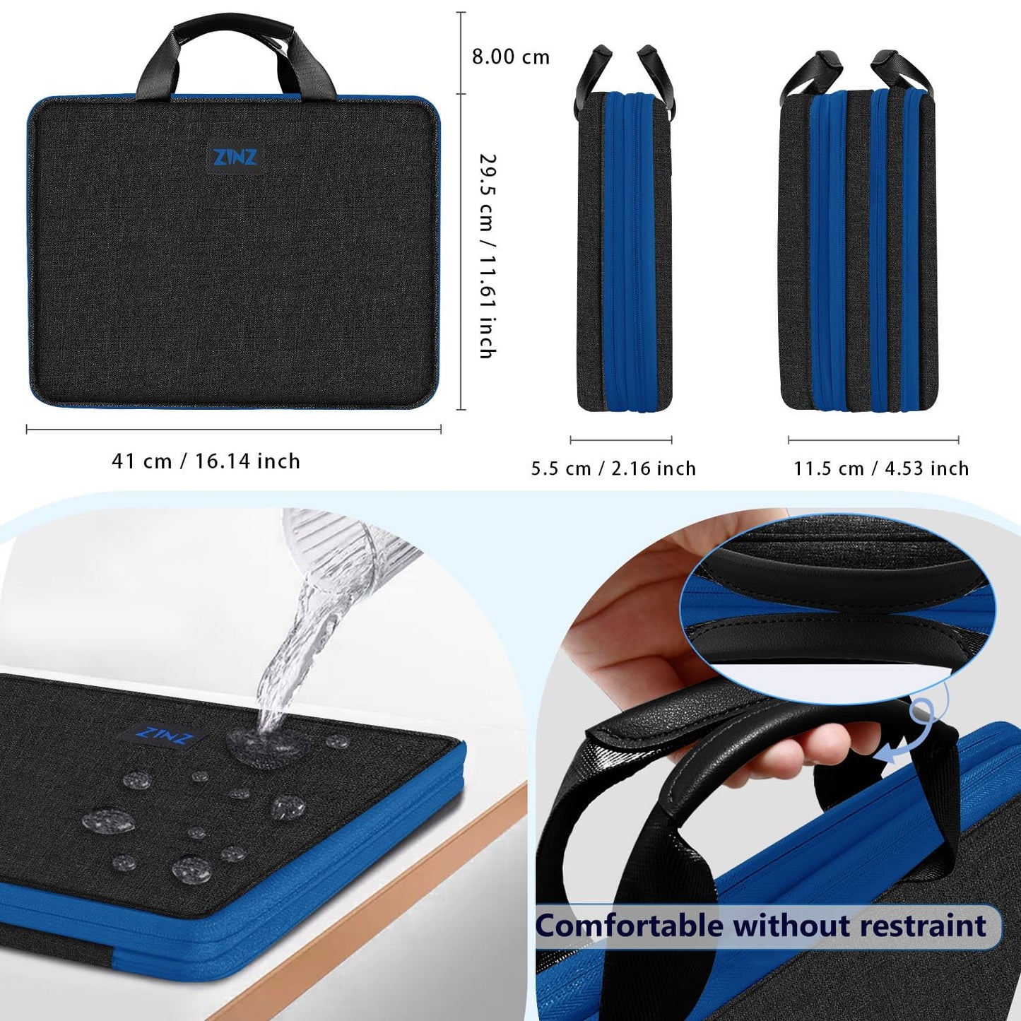 ZINZ Slim Expandable Laptop Case 15.6 Inch Sleeve Upgraded Protective Durable Recycled Carrying Case Compatible with MacBook 15" & 16" and Most 15" 15.6" 16" Notebook,B01K03