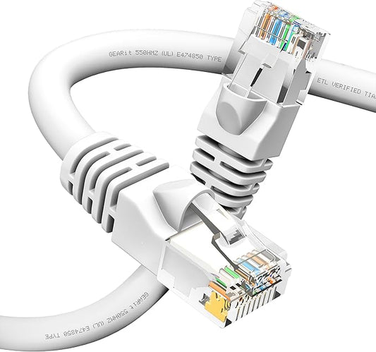 GEARit Cat 6 Ethernet Cable 25 ft White (1 Pack) - Cat6 Ethernet Cable 25 ft White/Ethernet Cable, 10Gbps 24AWG Pure Copper, Snagless RJ45 for Router, Switch, PC, PS5, Server
