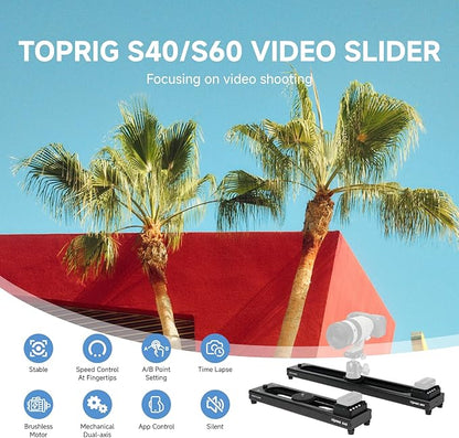 Accsoon Motorized Camera Slider, Adjustable 16''/40 cm Bluetooth Video Slider with Button/APP Control, Time-Lapse/Loop Mode, Speed Knob, 120° Panoramic Shooting, Compatible with DSLR, GoPro, Phone