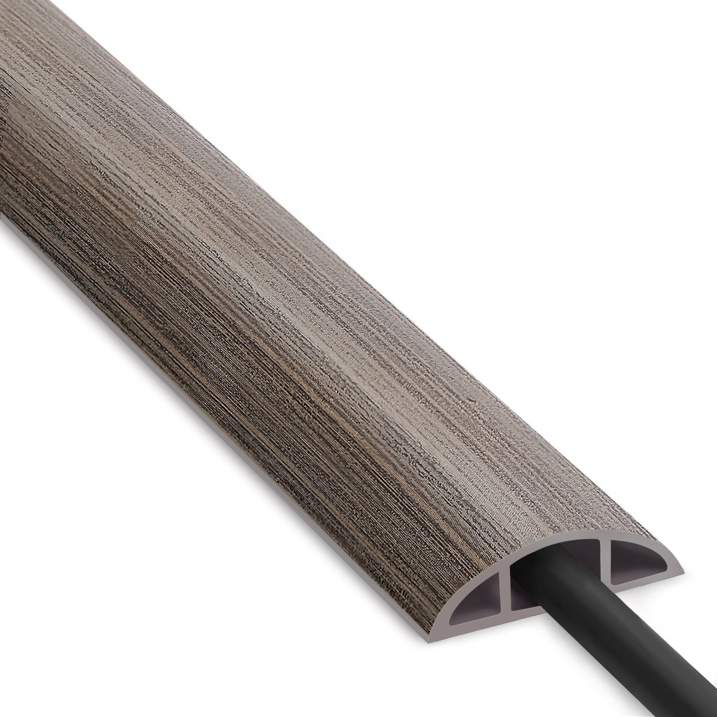 Floor Cord Cover 6ft, Cord Hider Floor Gray Wood, Cable Management Prevent Trips, Cable Cover Wire Covers for Electric Power Cords, Wire Protector Cavity W0.47in x H0.28in Grey