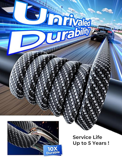 SHEZI [Upgraded 2.0] 4-in-1 USB C Cable 60W 3FT Fast Charging [480Mbps Data Transfer] Flat Nylon Braided Charger Cord Combo, USB A/C to C/L Multi Charge Cable for iPhone/iPad & Most Devices, Grey