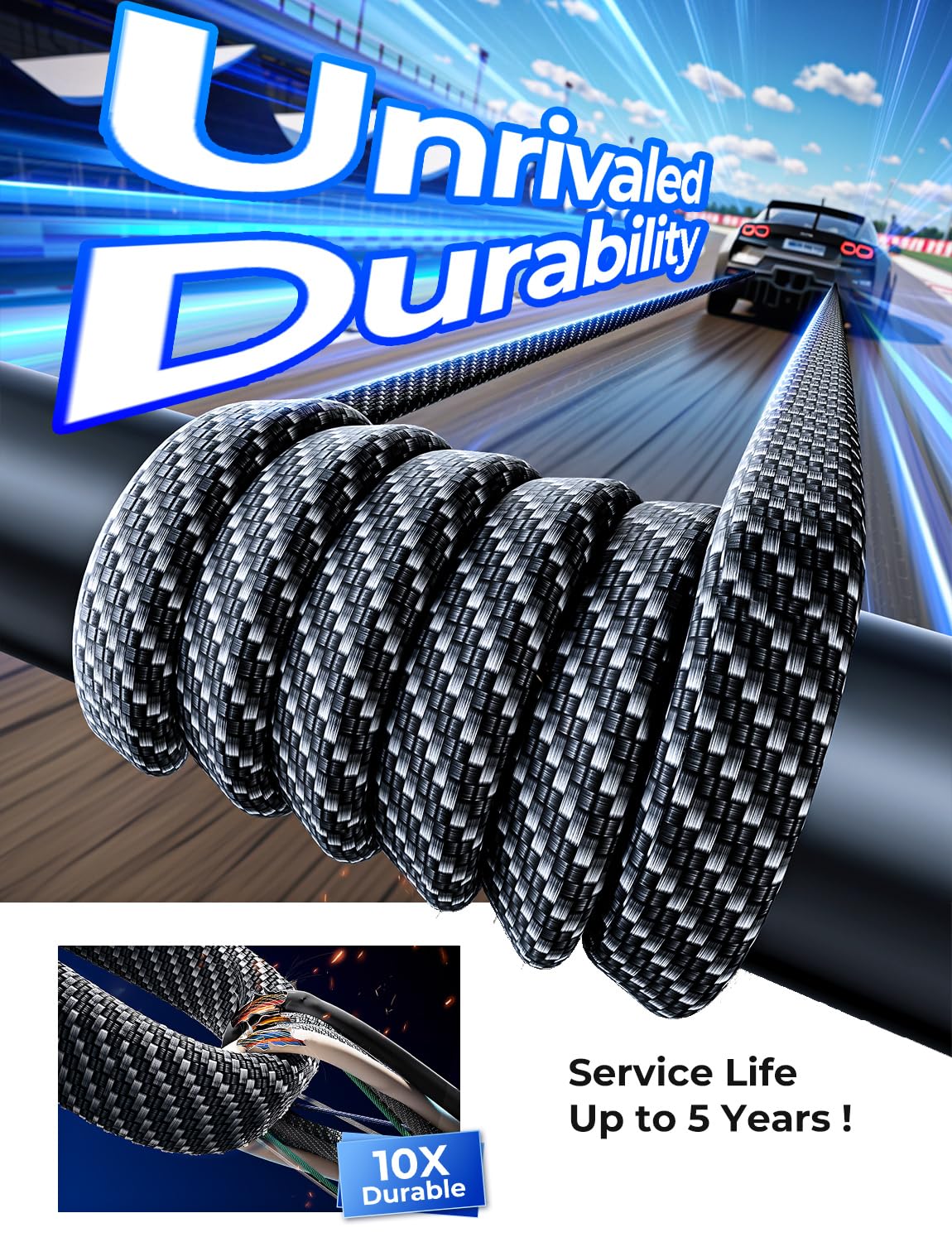 SHEZI [Upgraded 2.0] 4-in-1 USB C Cable 60W 5FT Compatible with Lightning Cable [Fast Charging & Data Transfer] Flat Braided Multi Charger Cord Combo with L/USB C/A Port for iPhone/iPad & All Devices