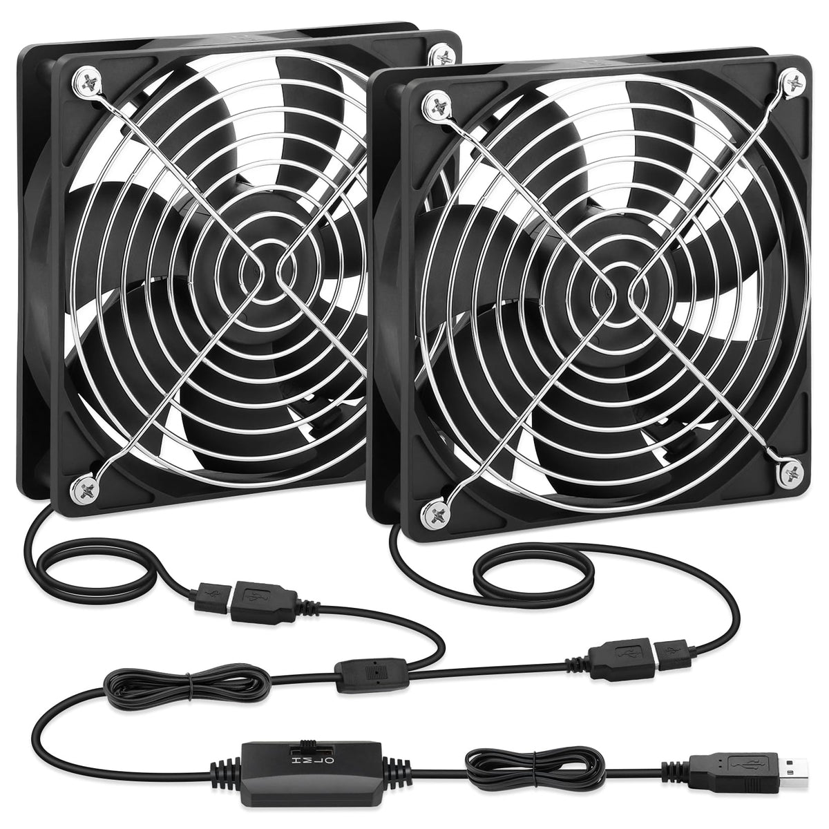 AmRunJe 40mm USB Fan 2pcs, 5V Mini Cooling Brushless Fan with Speed Control
