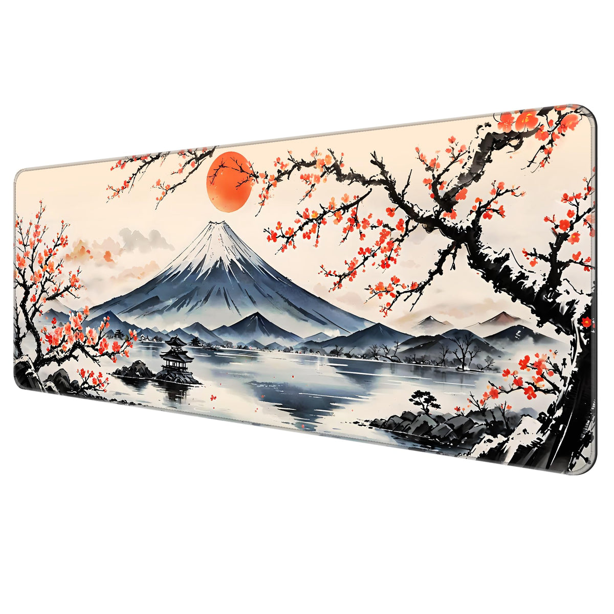 Dynippy Large Thin Mouse Pad with Stitched Edges, Black White Marble