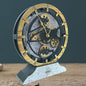 Desk Clock 10 inches with Real Moving Gears Convertible into Wall Clock (Brown and Grey)