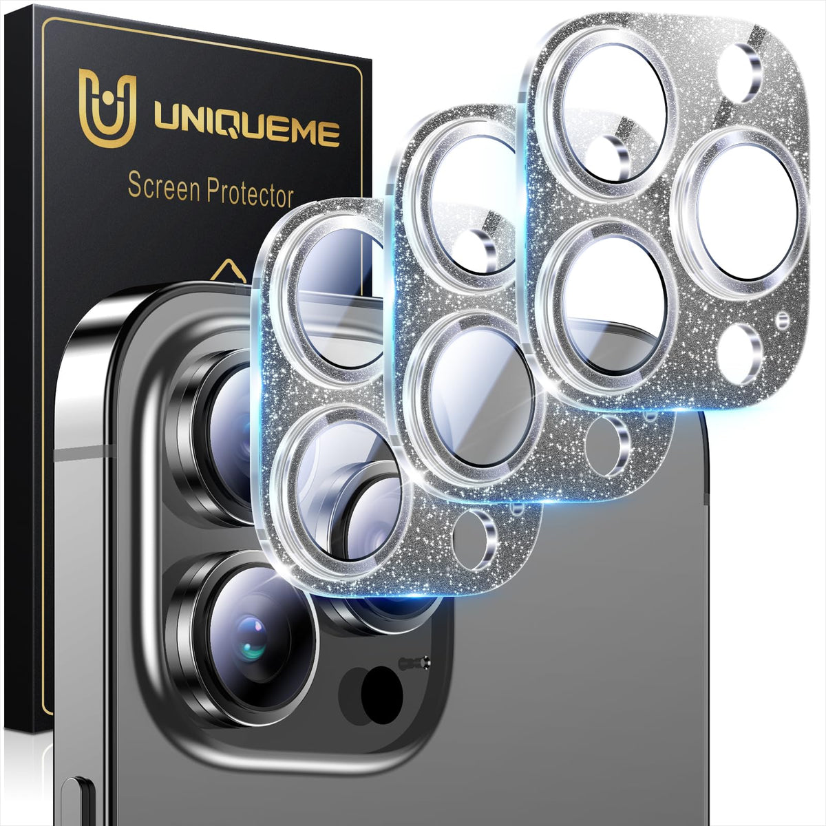 UniqueMe for iPhone 13 6.1"/13 Mini 5.4" Camera Lens Protector-Black Circle