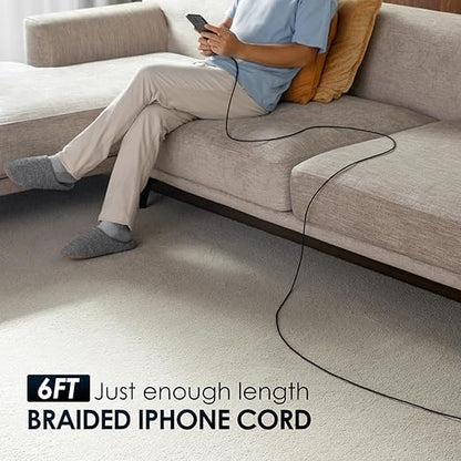 iPhone Charger Cord 6 ft 2Pack, [Apple MFi Certified] USB A to Lightning Cable Braided Fast Charging Cord Compatible with iPhone14 Pro Max/Plus/13/12/11/X/XR/XS/SE/8/7/6/5/iPad - Black