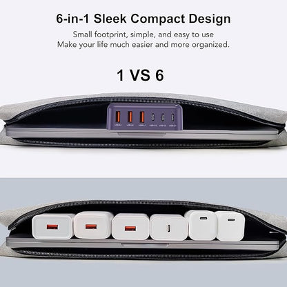 USB C Fast Charger 100W GaN 6 Port Type USB C Charging Station Hub Block Wall Charger Power Strip Adapter Plug Cube Brick 3 USB A for iPad iPhone 15 14 13 12 11 Pro Max Pixel Note Galaxy