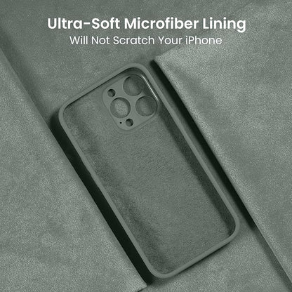 FireNova Designed for iPhone 15 Pro Case, Silicone Upgraded [Camera Protection] Phone Case with [2 Screen Protectors], Soft Anti-Scratch Microfiber Lining Inside, 6.1 inch, Calke Green