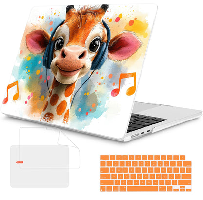Mektron Case for 2026 MacBook Air 15 INCH M5 A3448 Compatible with M4 A3241 /M3 A3114 /M2 A2941 Printed Plastic Hard Shell Cover with 15.3" Liquid Retina Display Touch ID- Cute Giraffe