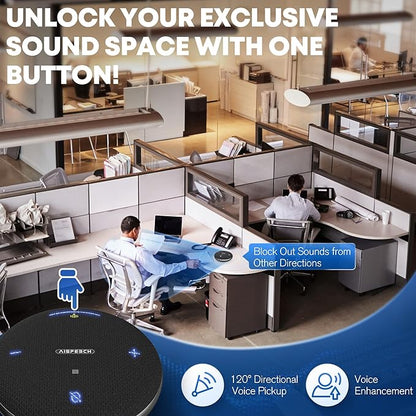 M4 Pro Speakerphone, Conference Microphone with Directional Voice Pickup, Enhanced Voice Pickup, AI Transcription, AI Noise Reduction, USB C, Bluetooth Speakerphone for Personal Workspaces
