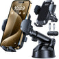 2026 Ultimate Best【True Military-Grade & Safety Cert】Car Phone Holder HTU【Upgraded 360° Rotation & 100LBS Strongest Suction】5-in-1 Truck Windshield Dashboard Vent Mount Stand for iPhone Android, Black