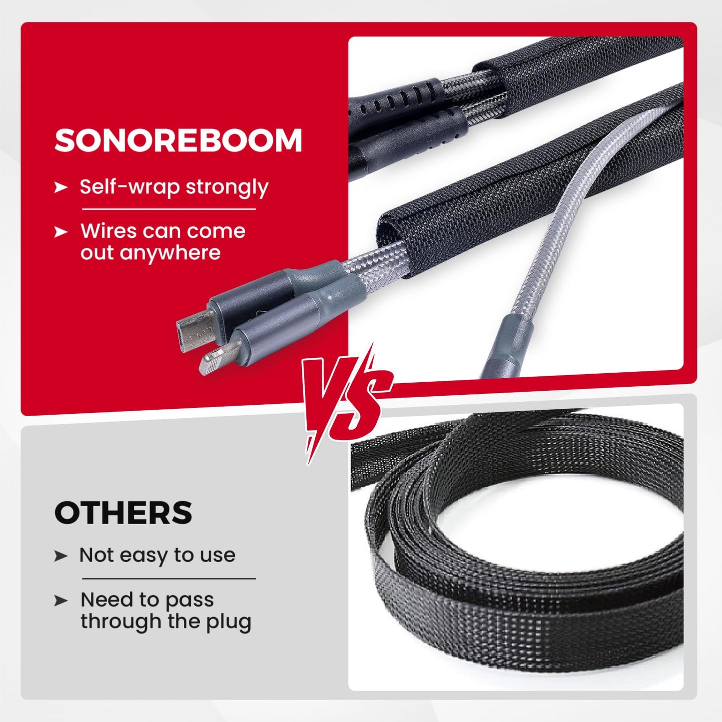 Sonoreboom Automotive Mesh Woven Wire Sheathing Split Wire Loom 1"-16ft