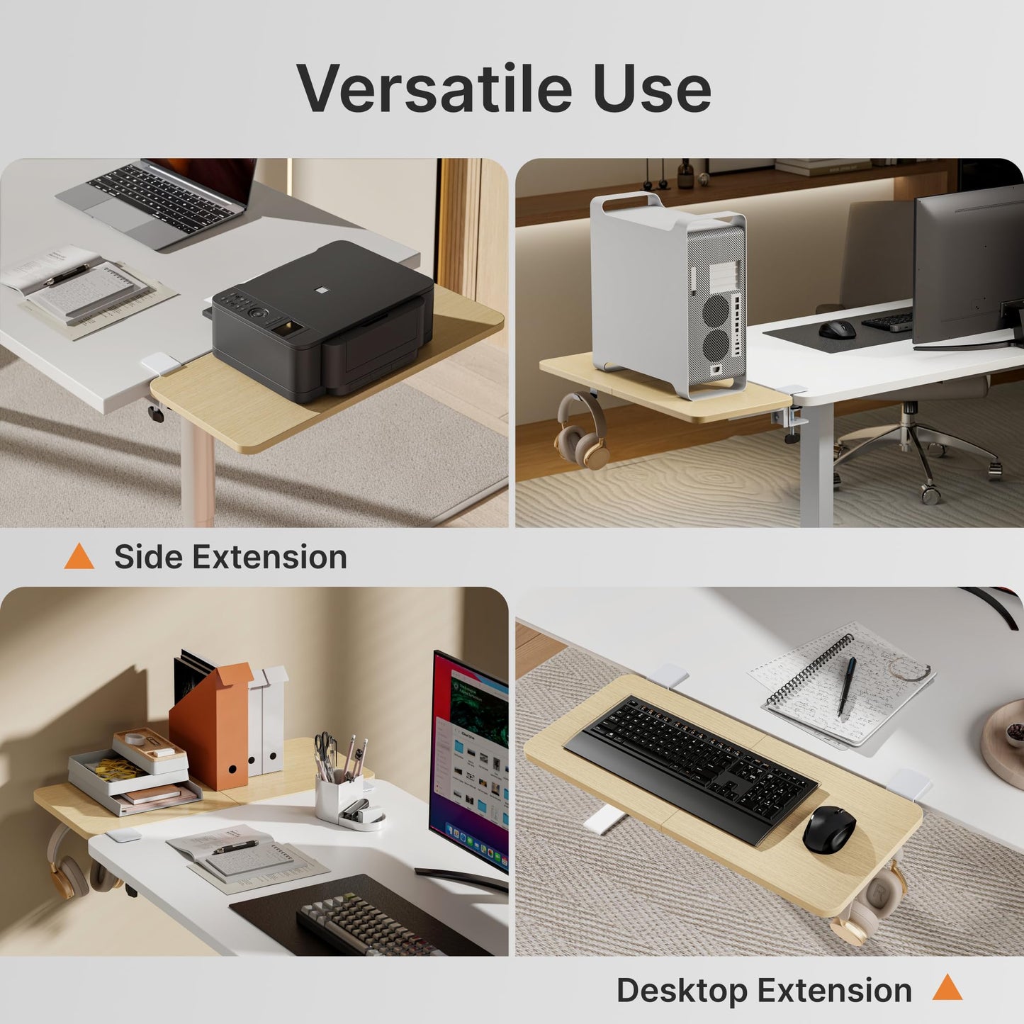 PEGZONE Desk Extender Tray, 28" x 12", with Laptop Holder, Large, Wood