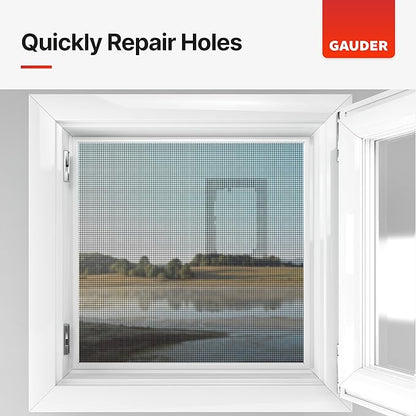 GAUDER Fly Screen Repair Patches - Insect Screen Repair Set Made from Fiberglass Self-Adhesive - for Door, Porch and Window (3 Patches - 5" x 7")