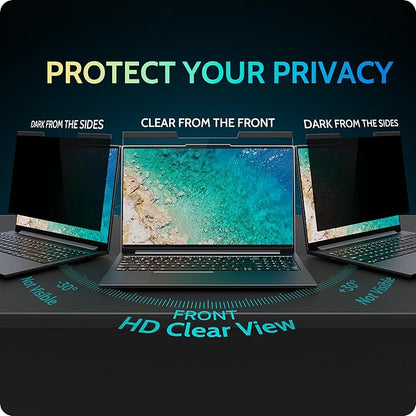 Magnetic Laptop Privacy Screen 14 inch for 16:10 Computer Monitor, 14" Removable Anti Glare Protector Blue Light Filter Shield Compatible with Lenovo Hp Dell Acer Asus Thinkpad Envy Xps