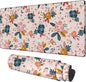 Gaming Desk Pad Large Extra Length Hand Drawn Floral Mouse Pad Keyboard Laptop Non-Slip Waterproof with Rubber Base Thick Stitched Edge Mouse Mat for Office Home 35.4 x 15.7 Inches