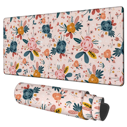 NITAHHHY Gaming Desk Pad Large Extra Length Hand Drawn Floral Mouse Pad Keyboard Laptop Non-Slip Waterproof with Rubber Base Thick Stitched Edge Mouse Mat for Office Home 35.4 x 15.7 Inches