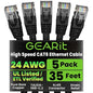 GearIT Cat 6 Ethernet Cable Pack - 5-Pack 35 ft Cat6 Ethernet Patch Cables | RJ45 Network Patch Cable, 10 Gbps Snagless Gold-Plated Connectors - Ethernet Cable Cat 6 for PC, TV, Router - Black