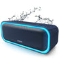 DOSS SoundBox Pro Bluetooth Speaker, 20W Stereo Sound, Active Extra Bass, 20H Playtime, Multi-Colors Lights, Wireless Stereo Pairing, IPX6 Waterproof for Garden, Hiking, Camping, Beach, Party-Blue