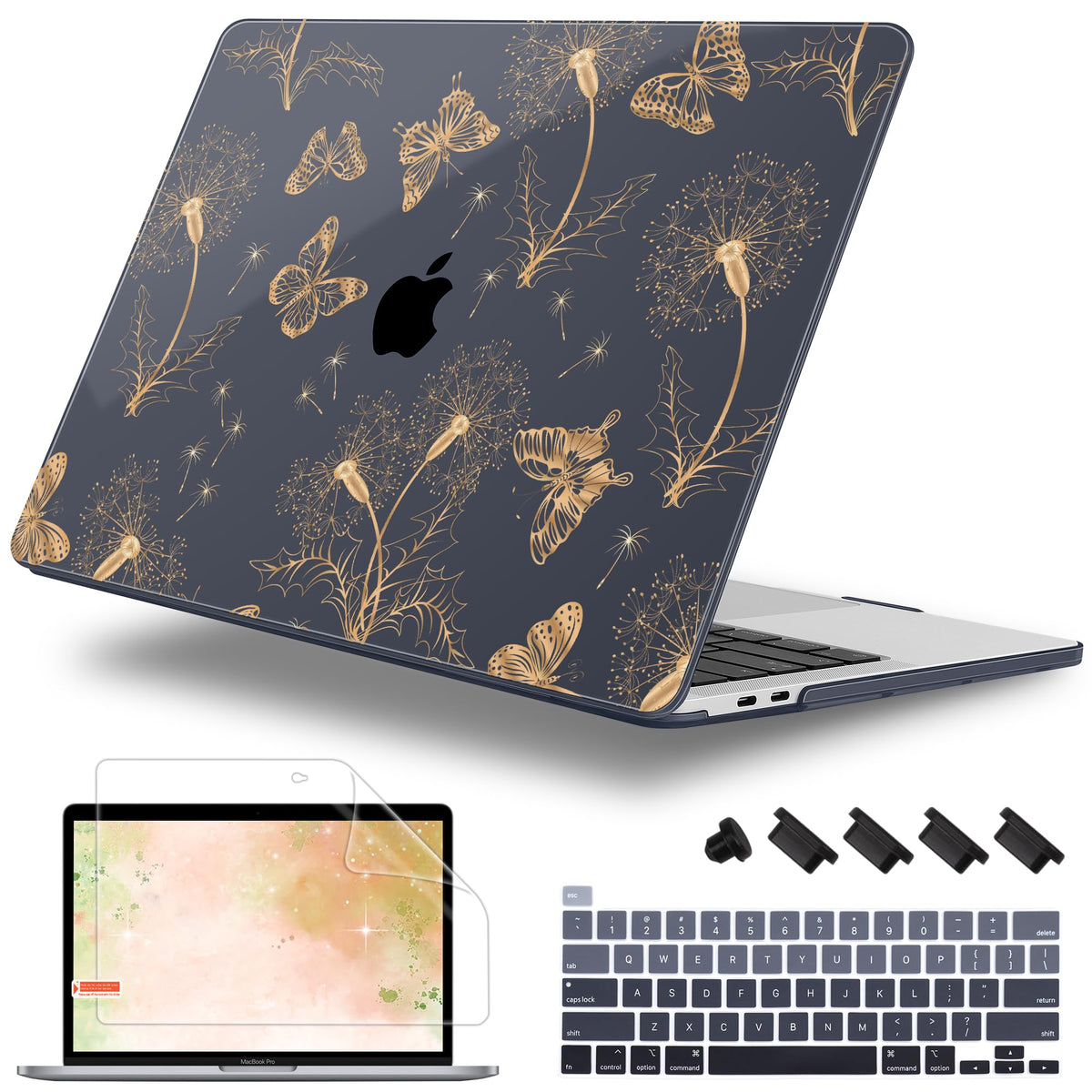 Lepeoac Case for MacBook Pro 13 inch Case M2 2022-2016 A2338 M1 A2251 A2289 A2159 A1989 A1708 A1706, Plastic Hard Shell + Keyboard Cover + Dust Plug, Happy Emoji