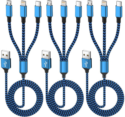 Multi Charging Cable(3Pack 4FT), 3 in 1 Charging Cable for Multiple Devices