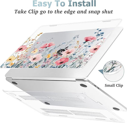 May Chen for MacBook Air 13.6 Inch Case 2025/2024/2023/2022 Release (Model A2681 A3113 A3240, M2 M3 M4 Chip) – Hard Shell Laptop Cover with Keyboard Cover & Screen Protector，Wildflower