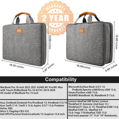 ZINZ Slim Expandable Laptop Case 15.6 Inch Sleeve Upgraded Protective Durable Recycled Carrying Case Compatible with MacBook 15" & 16" and Most 15" 15.6" 16" Notebook,D01G01