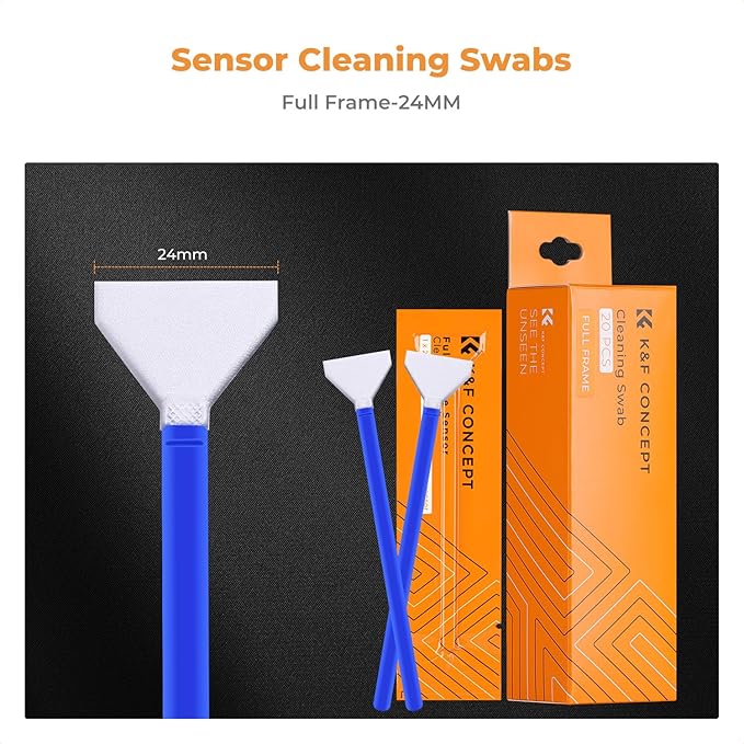 K&F Concept 20 Pack Full-Frame Sensors Cleaning Swabs, DSLR SLR Digital Camera Dry CCD CMOS Clean Swabs Compatible with Nikon Sony Canon DSLR Camera Sensor, 24mm x 20mm