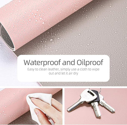 YSAGi Dual-Sided Desk Pad Protector, Desk Mat with Non-Slip - Waterproof PU Leather Office Desk Blotter for Mouse, Keyboard, Writing (23.6" x 13.7", Pink)