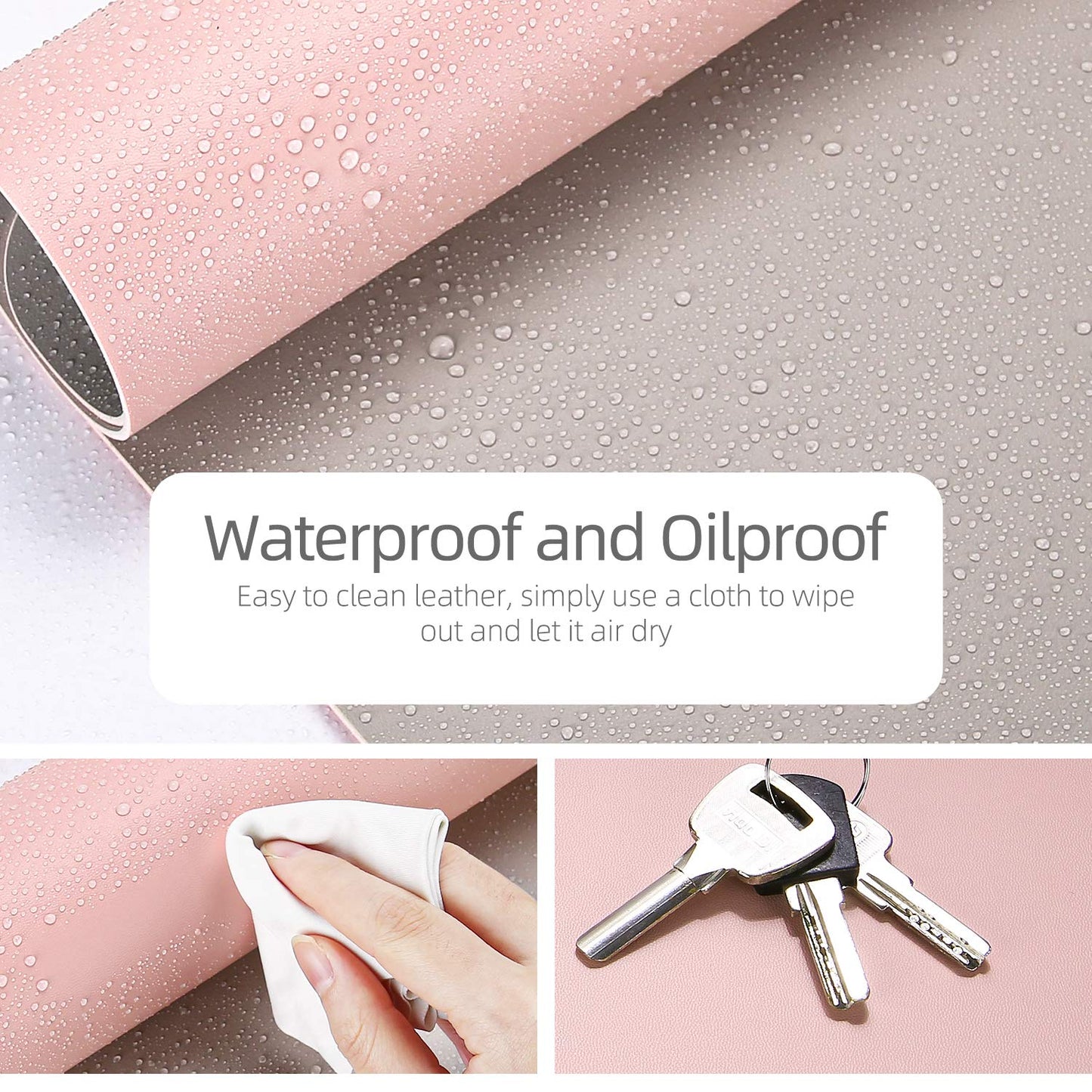 YSAGi Dual-Sided Desk Pad Protector, Desk Mat with Non-Slip - Waterproof PU Leather Office Desk Blotter for Mouse, Keyboard, Writing (23.6" x 13.7", Pink)