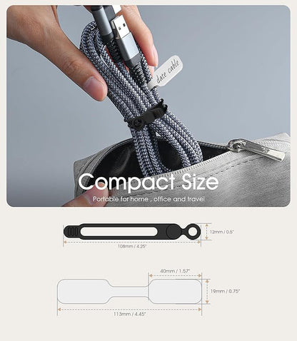32Pcs Nearockle Cable Labels and Silicone Cable Ties Cable Management Set, Reusable 16 Cable Ties+16 Cord Labels for Electronics, Travel Home Office Desk Wire Organization (Black)