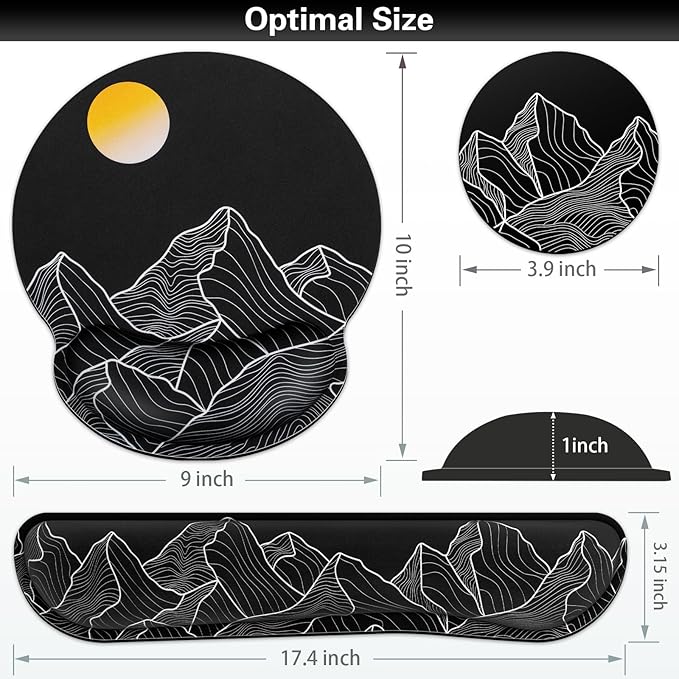Mouse Pad Black, Ergonomic Keyboard Wrist Rest, Mouse Pad with Wrist Rest