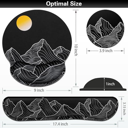 Mouse Pad Black, Ergonomic Keyboard Wrist Rest, Mouse Pad with Wrist Rest