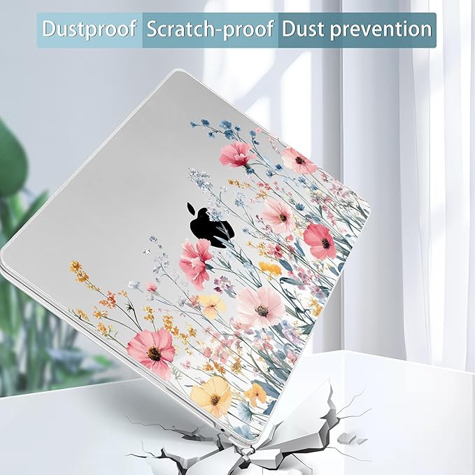 May Chen for MacBook Air 13.6 Inch Case 2025/2024/2023/2022 Release (Model A2681 A3113 A3240, M2 M3 M4 Chip) – Hard Shell Laptop Cover with Keyboard Cover & Screen Protector，Wildflower