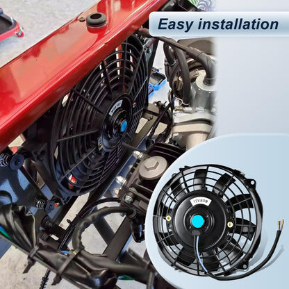 MuHize 2 Pack 7 Inch Slim Radiator Fan 12V 80W 800 CFM Cooling Fan w/Mount