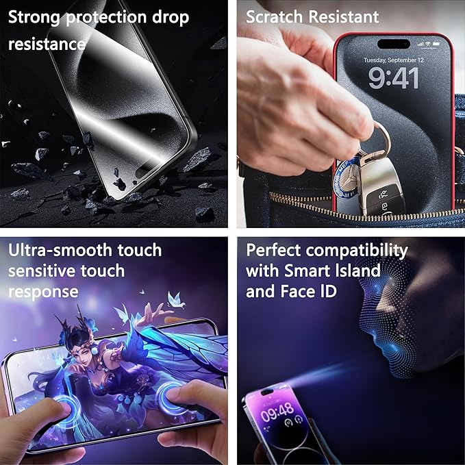 2 Pack Screen Protector Tempered Glass for iPhone 12 Pro Max 6.7-Inch Auto Dust Removal, No Bubbles, High Definition Clear, Easy Installation