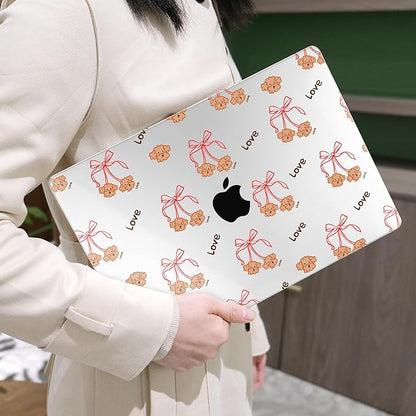 MEEgoodo Case for MacBook Pro 13 inch Case 2022 2021 2020 New A2338 M2/M1 A2251 A2289, Laptop Hard Shell with Keyboard & Camera Cover Compatible with 13 inch MacBook Pro, Cute Dog & Bows