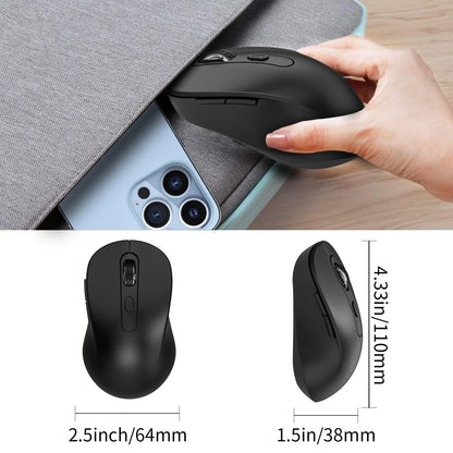 Wireless Mouse for Laptop, PC, Chromebook, Mac, MacBook, Silent Wireless Mouse with USB Nano Receiver, Side Button, 2400 DPI, Anti Slip Roller, 6 Button Ergonomics Cordless Computer Mice - Black