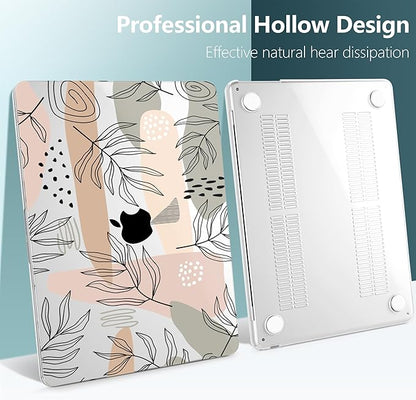 TWOLSKOO for M4 MacBook Air 13.6 inch Case 2025-2022 Release M4 A3240 M3 A3113 M2 A2681, Plastic Hard Shell & Screen Protector & Keyboard Cover & Trackpad Film, Tropical Leaves